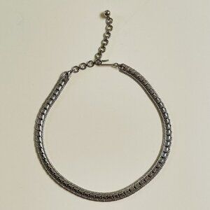 Silver Tone Chocker Necklace Boho Party Chunky Goth Punk Grunge 15 inches Long